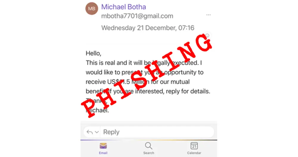 an example of a phishing email
