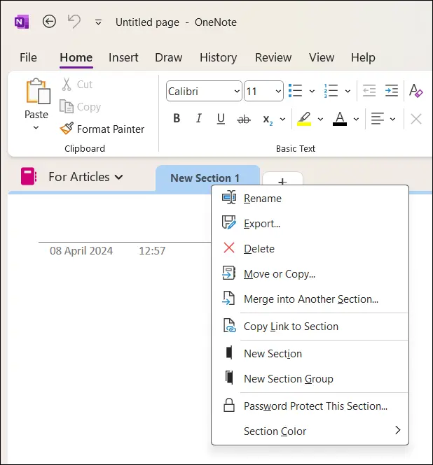 Encrypt a OneNote section in Microsoft 365